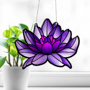 Purple Lotus ACRYLIC Window Hanging Ornament Decor, ACRYLIC Material, Home Decor, Window Decor, Lotus Lover Gifts, Plant Mom Gift, Gardening