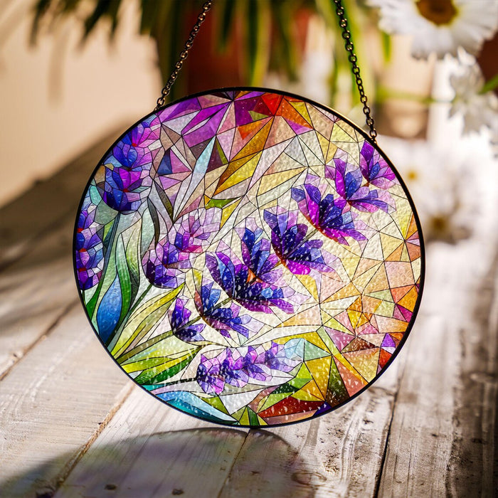 Lavender GLASS SUNCATCHER, Stained Glass Art, Home Decor, Window Decor, Gift For Lavender Lover, Flower Lover, Gift For Her, Mom