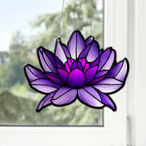 Purple Lotus ACRYLIC Window Hanging Ornament Decor, ACRYLIC Material, Home Decor, Window Decor, Lotus Lover Gifts, Plant Mom Gift, Gardening