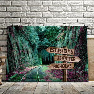 Flower Rails Multi-Names Canvas - Family Street Signs Customized With Names- 0.75 & 1.5 In Framed -Wall Decor, Canvas Wall Art