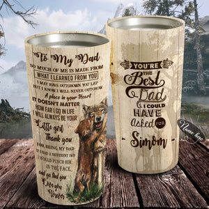 To My Dad - Wolf Heart, Gift for Dad Tumbler, Personalized Tumbler