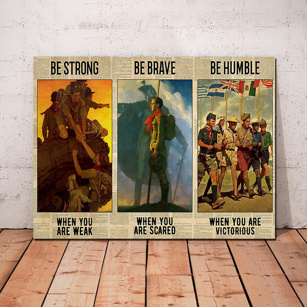 Boy Scout Be Strong Be Humble Be Badass 0.75 & 1.5 In Framed Canvas -Gift Idea - Home Decor, Wall Art