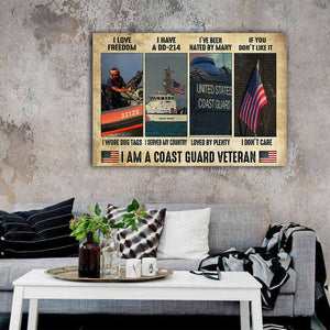 I Am A Coast Guard Veteran - I Love Freedom I Wore Dog Tags Served My Countrycanvas- 0.75 In & 1.5 In Framed -Wall Decor, Wall Art