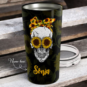 You Are My Sunshine - Skull Sunflower - Personalized Tumbler - Daughter Gift - Best Gift for Daughter