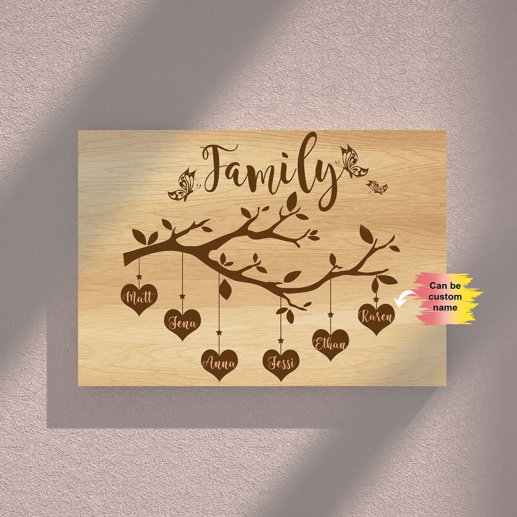 Personalized Family Tree Custom Names Canvas - Street Signs Customized With Names- 0.75 & 1.5 In Framed -Wall Decor, Canvas Wall Art