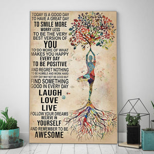 Yoga Today Is A Good Day To Have Great Day Laugh Love Live Yourself Awesome 0.75 & 1.5 In Framed - Home Living - Wall Decor, Canvas Wall Art