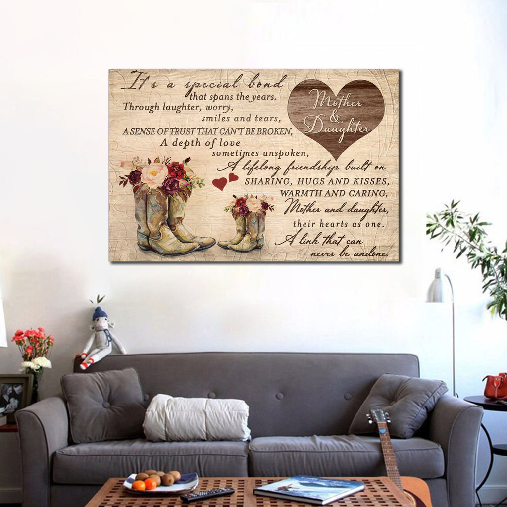 Family Mother and Daughter It Is A Special Bond Canvas -0.75 & 1.5 In Framed - Ideas Gifts- Home Living - Wall Decor, Canvas Wall Art