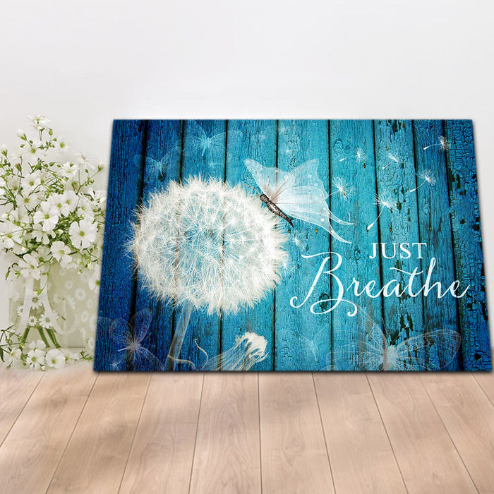 Vintage Just Breath Dandelion And Butterflies - From Heaven Canvas For Family Gift For Friend Canvas