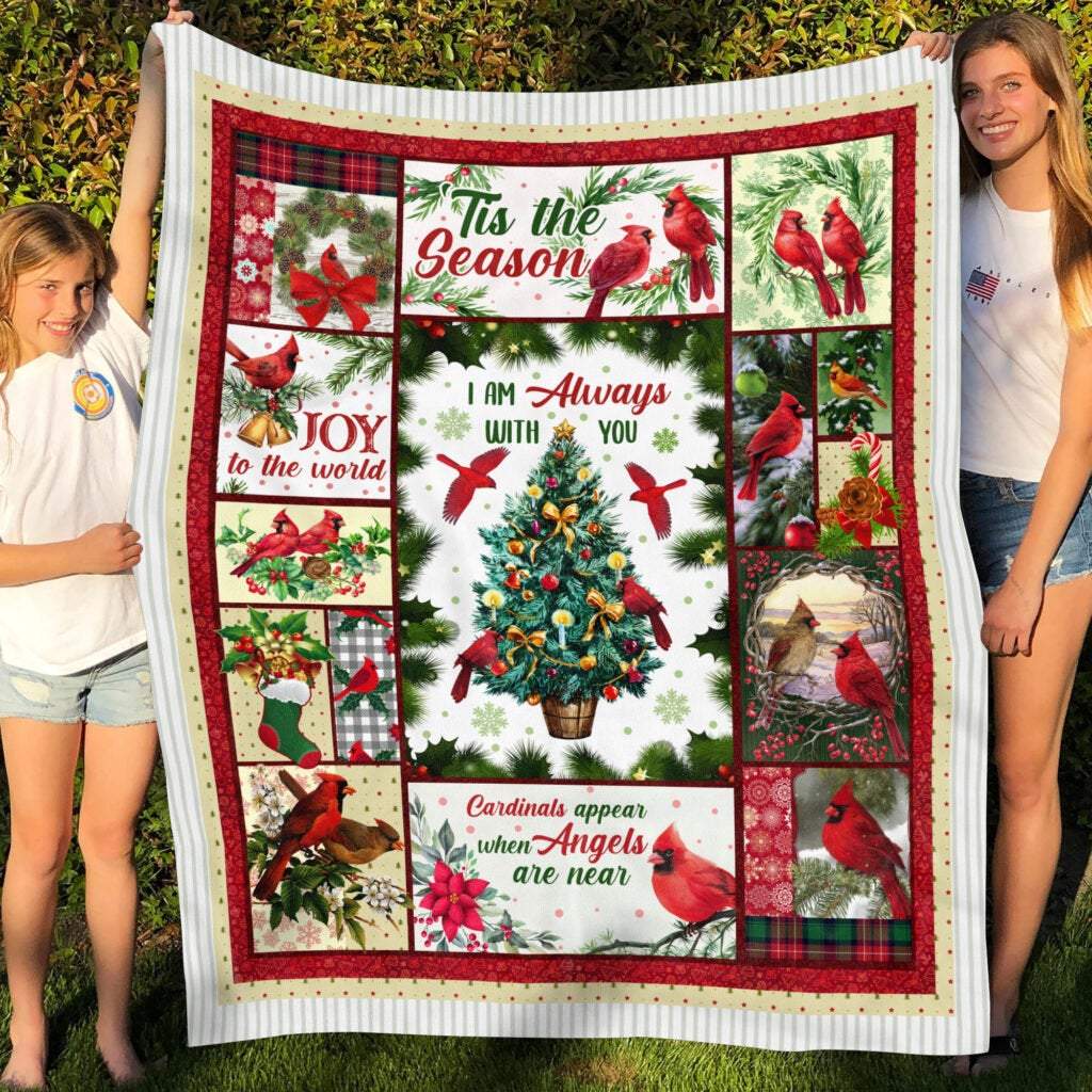 Tis The Season I Am Always With You Hummingbird and Christmas Tree Fleece Blanket - Christmas Best Gifts -Baby Blanket- Family Gifts