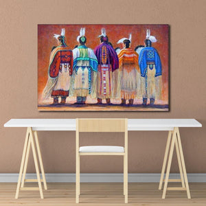 Colorful Native American - Headdress feathers Canvas, Wall-art Canvas