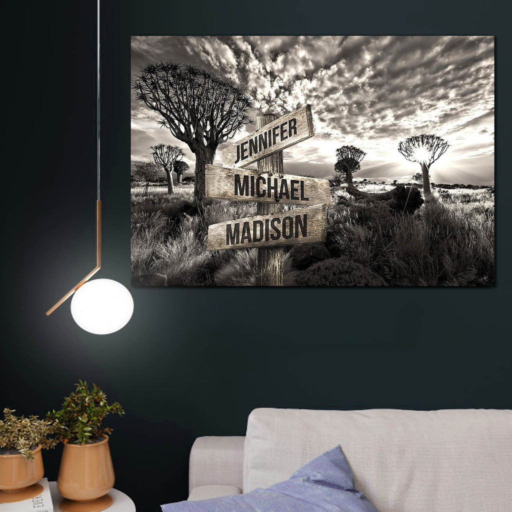 Wilderness Paradise Multi-Names Canvas - Street Signs Customized With Names - 0.75 & 1.5 In Framed -Wall Decor, Canvas Wall Art