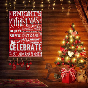 Family Christmas Rules Eat Drink And Merry 0.75 & 1.5 In Framed Canvas - Christmas Decor - Home Decor- Canvas Wall Art