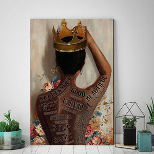 Afro Girl Back Queen Talented Good Kind Enough Canvas, Gift for Her Canvas