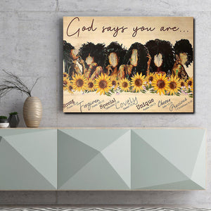 Afro Girl Sunflower God Says You Are Strong Forgiven Special Lovely Unique Chosen Prec Canvas