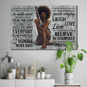 Black Woman And Music Poster, Afro Woman Today Is A Good Day Canvas, Black Girl Magic, Afro Queen Poster, Black Queen Canvas