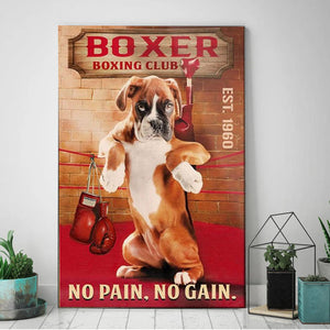 Boxer Dog Boxing Club Canvas Wall Art Farmhouse Sign Decor, Dog lover Canvas, Funny Canvas