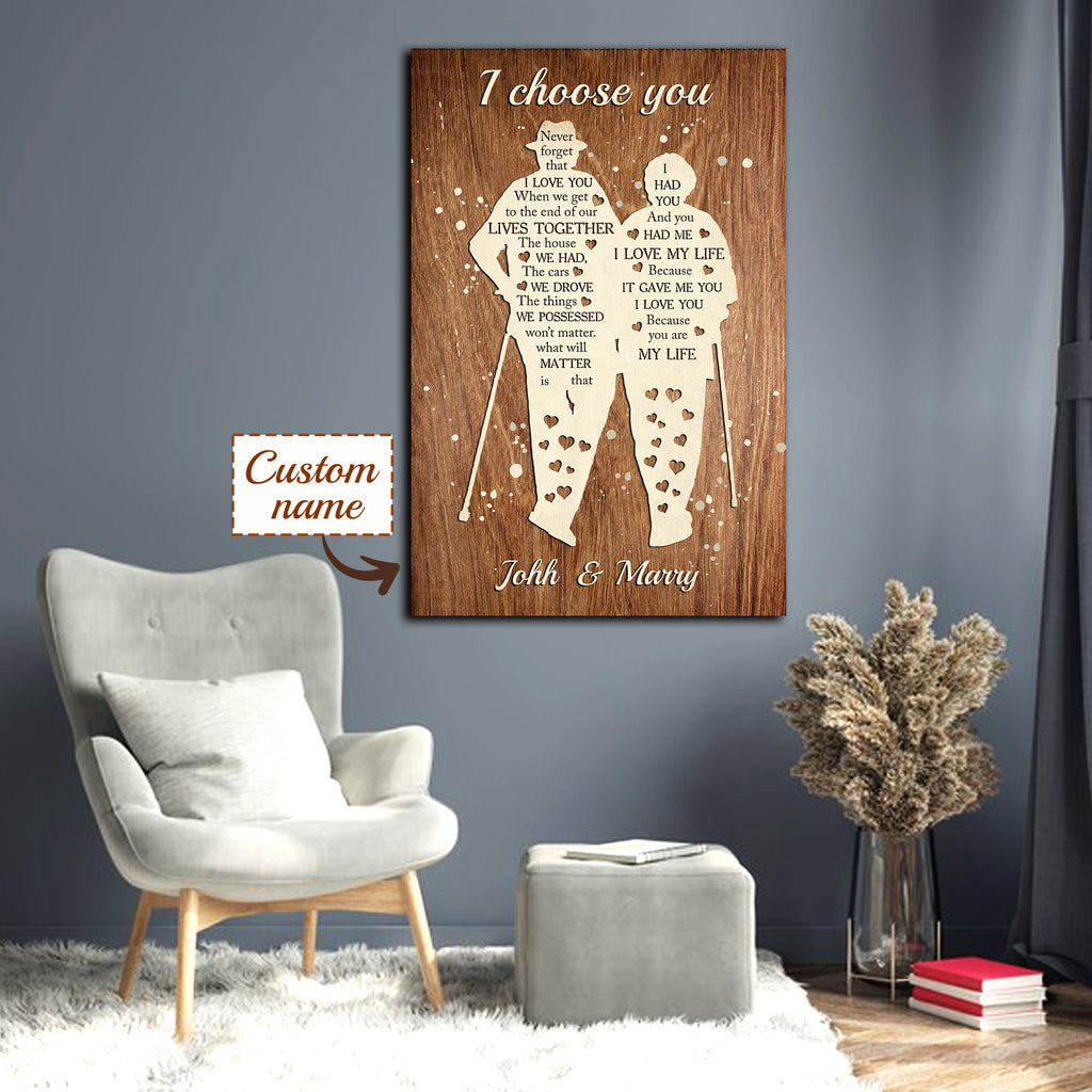 I choose you, never forget that I love you, Couple Canvas, Personalized Canvas