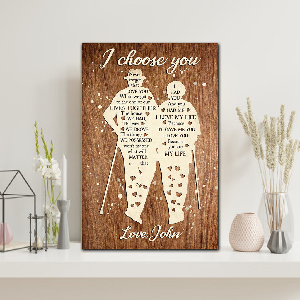 I choose you, never forget that I love you, Couple Canvas, Personalized Canvas