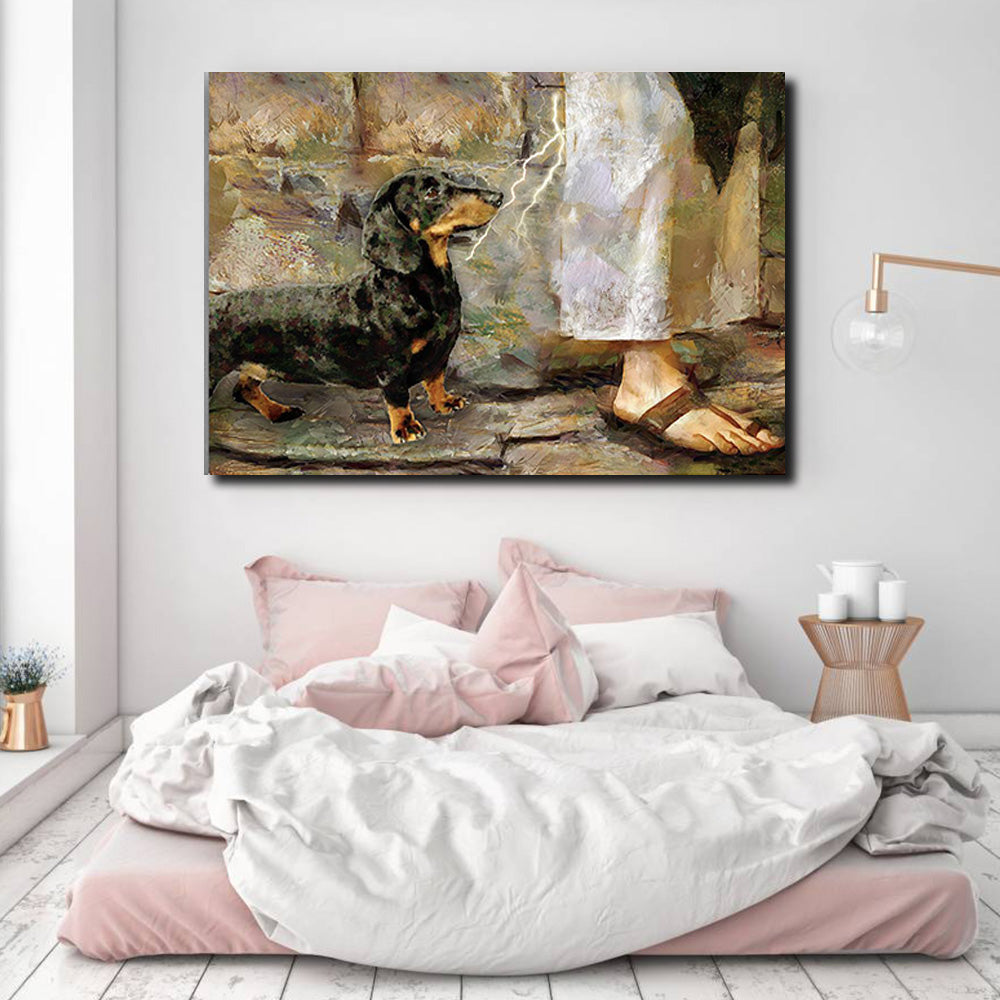 Dachshund Dog And God - Always Beside You, God Canvas, Dog lover Canvas