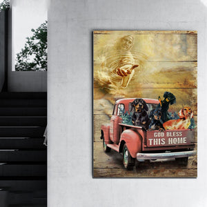 Dachshund Truck, God Loves Dog - God Bless This Home Canvas