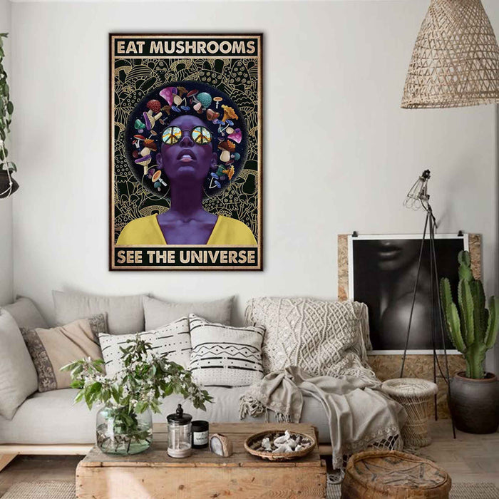 Eat Mushrooms See The Universe, Gift for Her Canvas, Wall-art Canvas