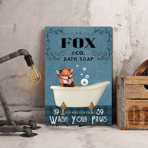 Fox In Bath Soap - Bath Soap, 19 Established 59, Wash Your Fins, Funny Canvas