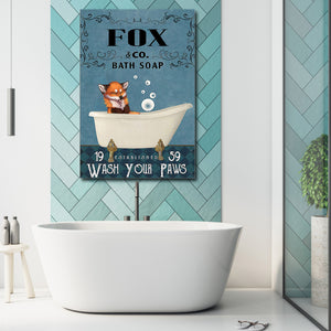 Fox In Bath Soap - Bath Soap, 19 Established 59, Wash Your Fins, Funny Canvas