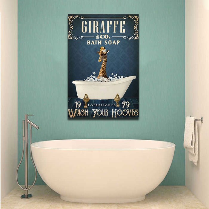 Giraffe Co Bath Soap Wash Your Hooves, Giraffe lover Canvas, Funny Canvas