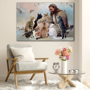 God And Cat, Cat Lover, Black Cat Canvas