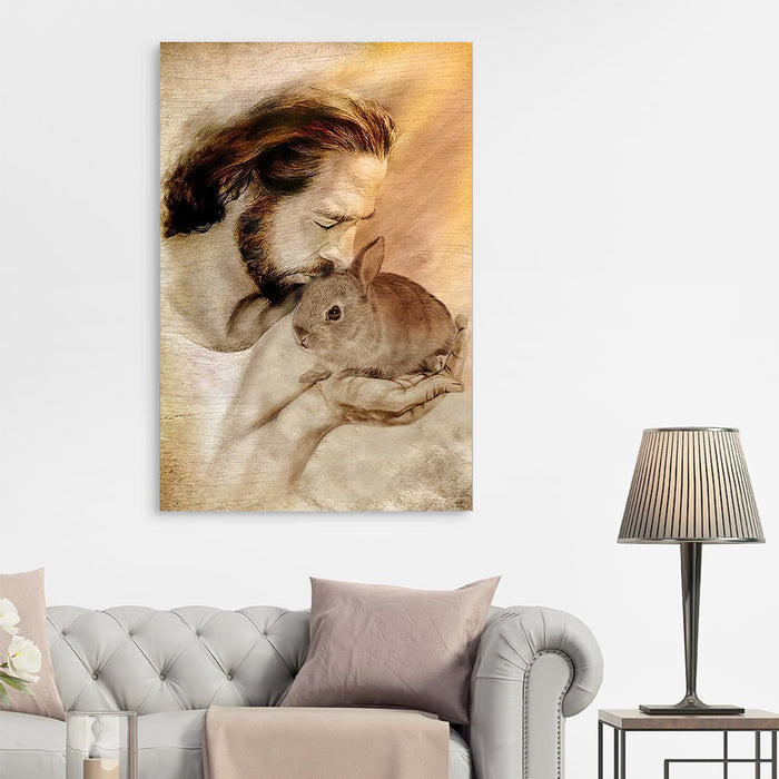 God Rabbit, Jesus Rabbit Lover Canvas, Wall-art Canvas