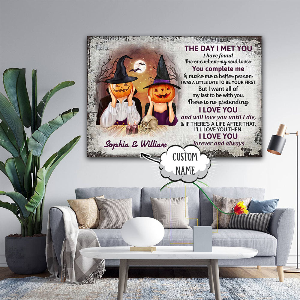 Halloween Couple, The Day I Met You, I Have Found The One Whom My Soul Loves, Personalized Canvas