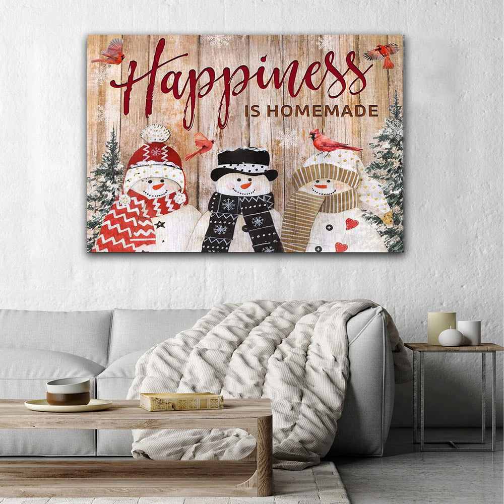 Happiness Cardinal, Happiness is homemade, Christmas Canvas