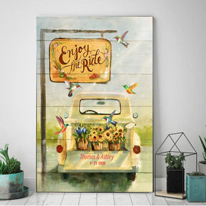 Hummingbird Enjoy The Ride Canvas, Couple Canvas, Personalized Canvas