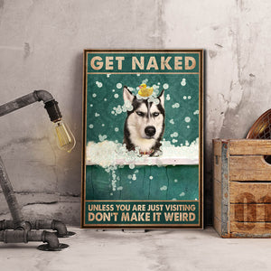 Husky Sibir Get Naked Unless You Are Just Visiting Don't Make It Weird, Dogs lover Canvas, Funny Canvas