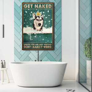 Husky Sibir Get Naked Unless You Are Just Visiting Don't Make It Weird, Dogs lover Canvas, Funny Canvas