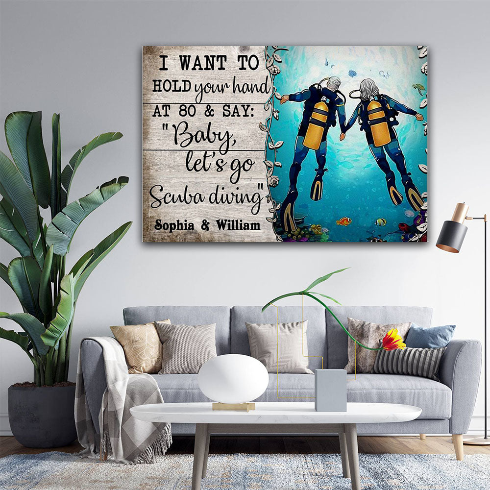 I Want To Hold Your Hand At 80 & Say Baby, Couple Canvas, Personalized Canvas