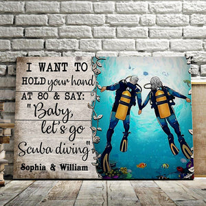 I Want To Hold Your Hand At 80 & Say Baby, Couple Canvas, Personalized Canvas