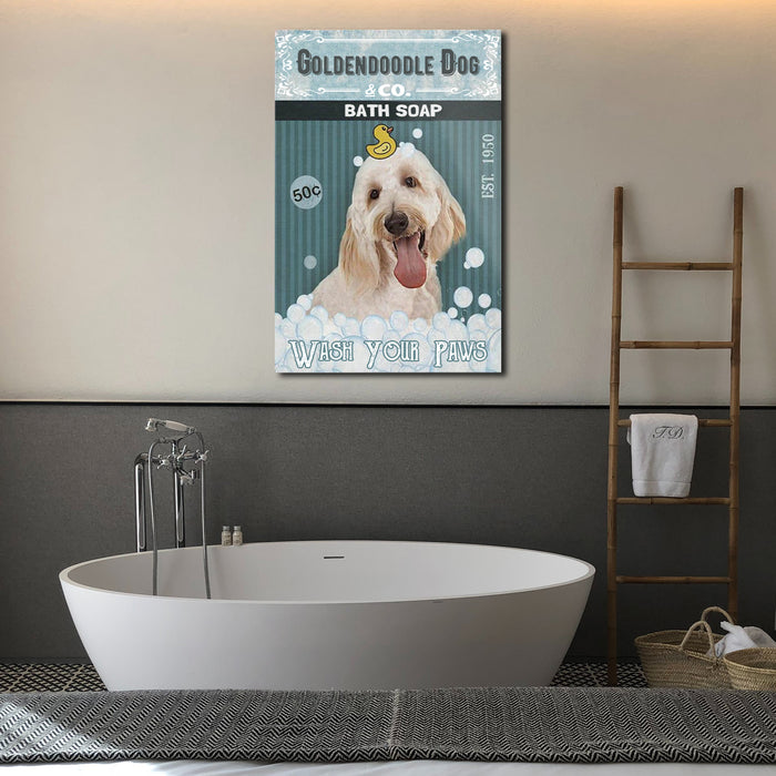 Goldendoodle Dog and Co Bath Soap Wash Your Paws, Dogs lover Canvas