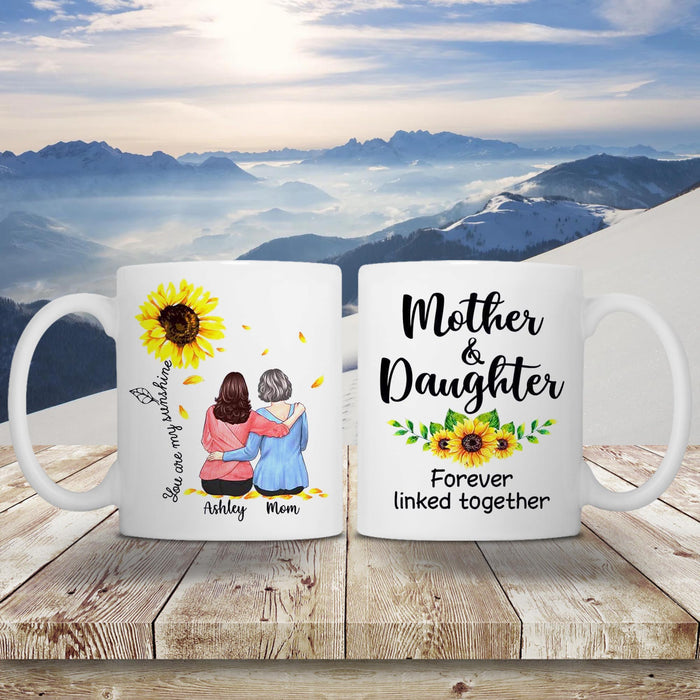 Mother and Daughter forever linked together, Mother and Daughter Mugs, Personalized Mugs