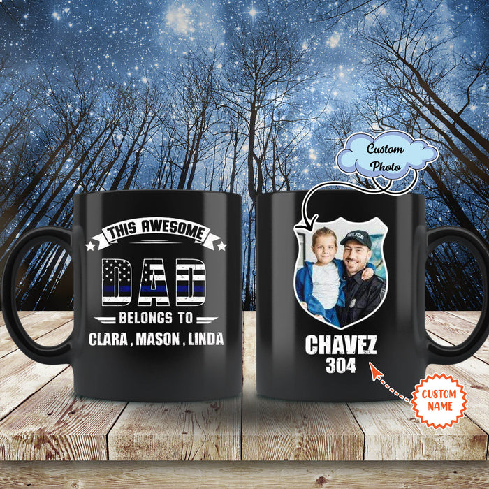 Police – This awesome Dad belongs to, Gift for Dad, Personalized Mugs