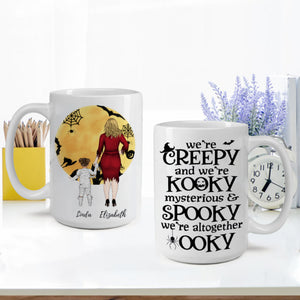 We’re creepy, kooky, spooky and ooky Halloween Mug, Personalized Mug