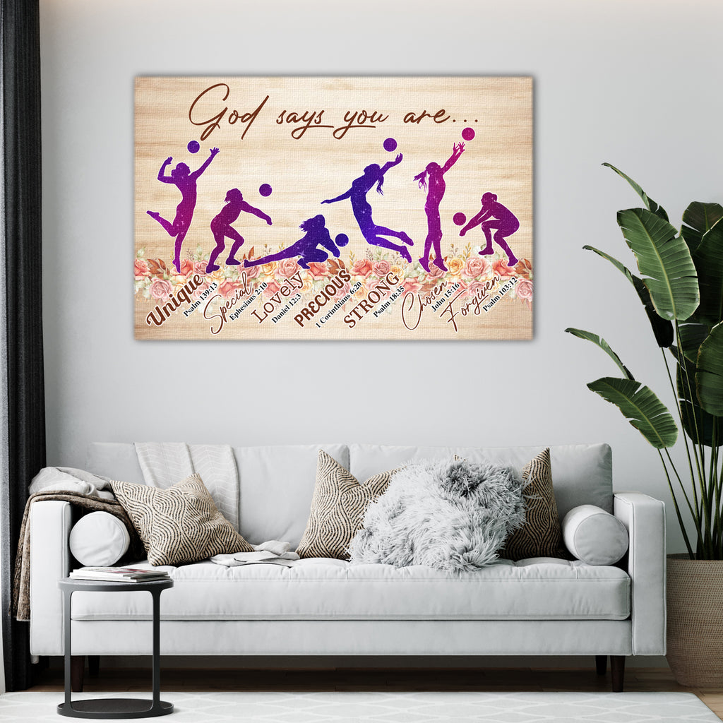 God says you are, Volleyball Canvas, Gift for Her Canvas