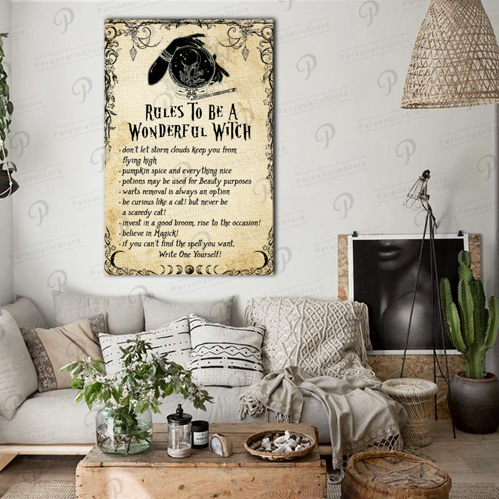 Rules to be a wonderful witch - believe in Magick!, Wall-art Canvas