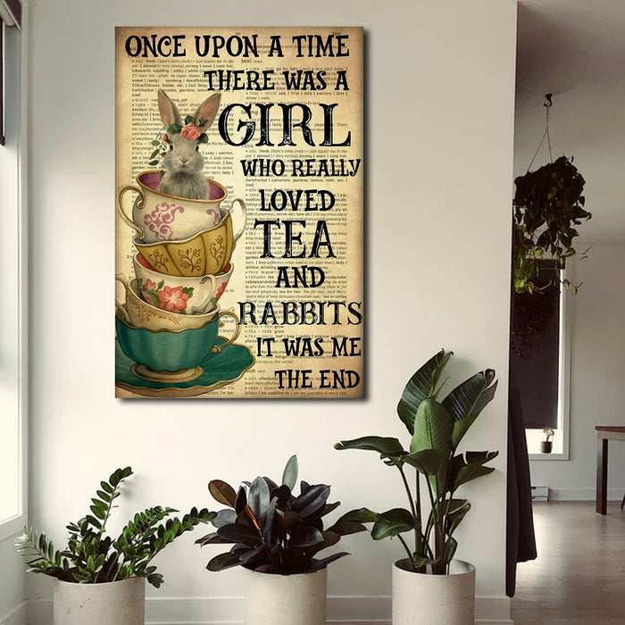 Once Upon A Time There Was A Girl Vertical, Rabbit lover Canvas, Gift for her Canvas