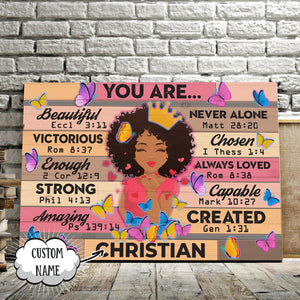 Personalized Black Girl You Are Beautiful Victorious Enough Canvas, Gift for Her Canvas