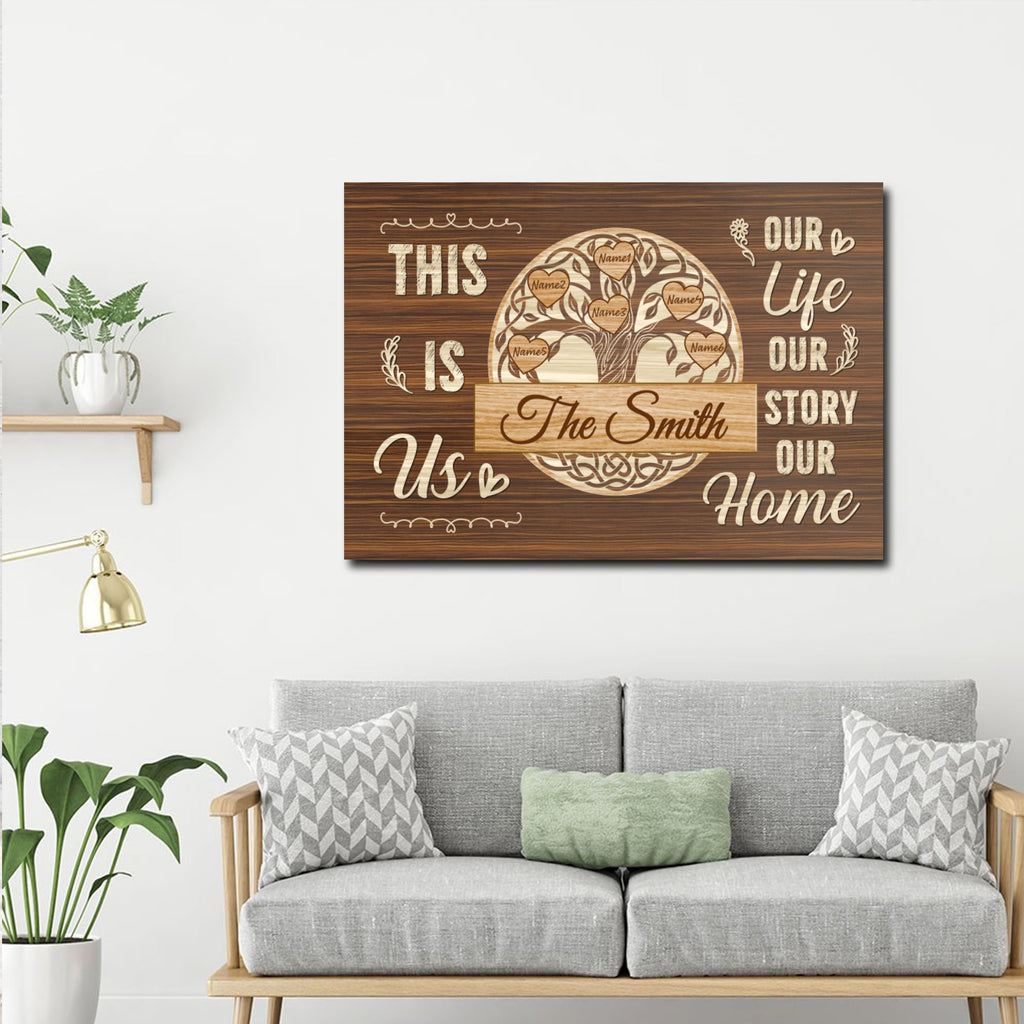 Personalized Family Tree This Is Us Our Life Our Story Our Home Canvas, Family Canvas