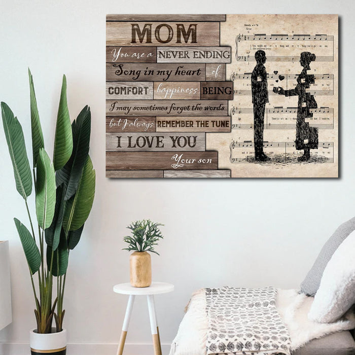 Gift For Mom From Son Song In My Heart Canvas, Personalized Canvas