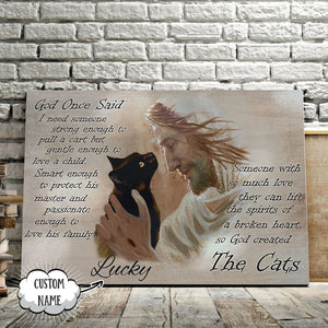 Personalized God Created The Cats Canvas, God Canvas