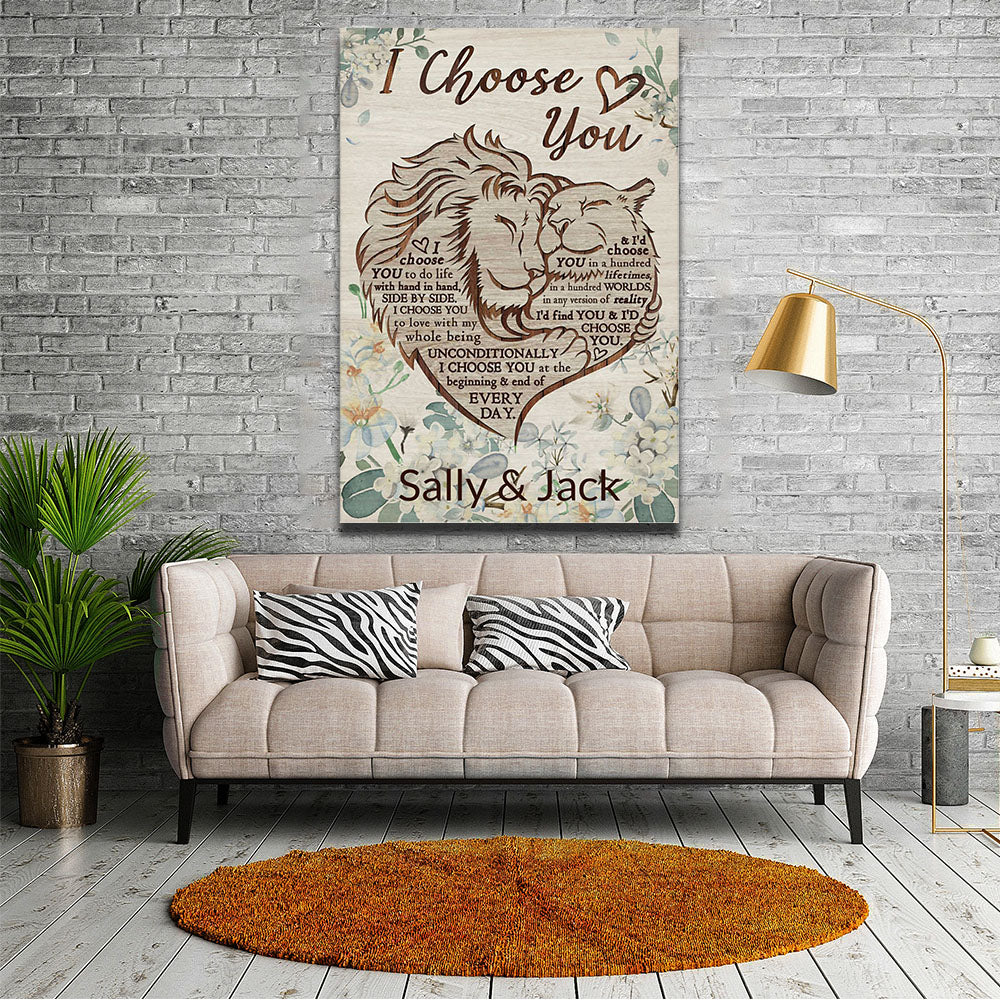 Lion Couple I Choose You, Personalized Canvas