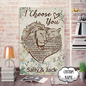 Lion Couple I Choose You, Personalized Canvas